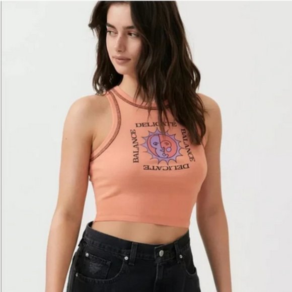 Urban Outfitters Delicate & Balance Orange Cropped Tank Top - Picture 7 of 8